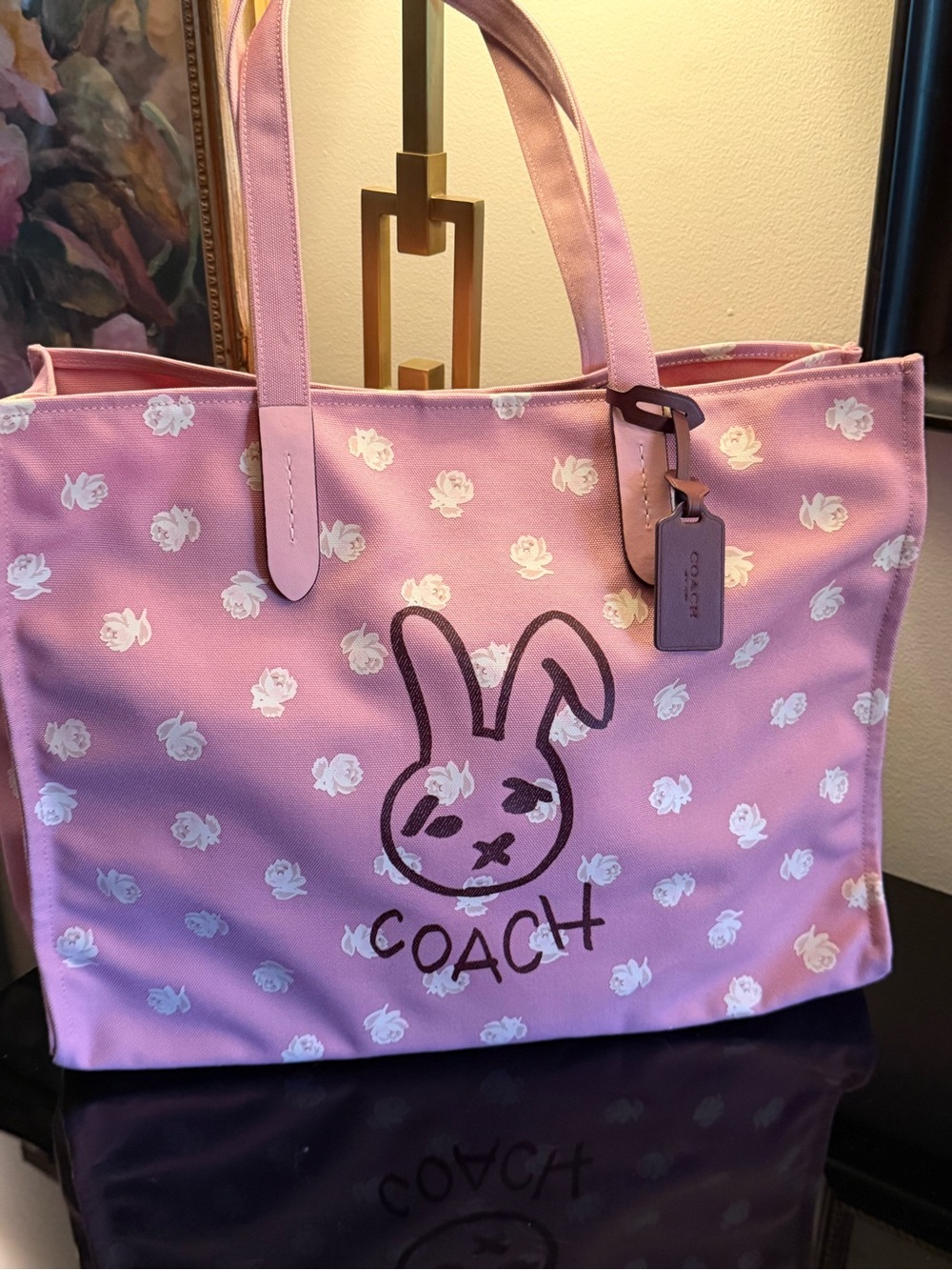 Coach collectible NWT Pink Floral Bunny Tote